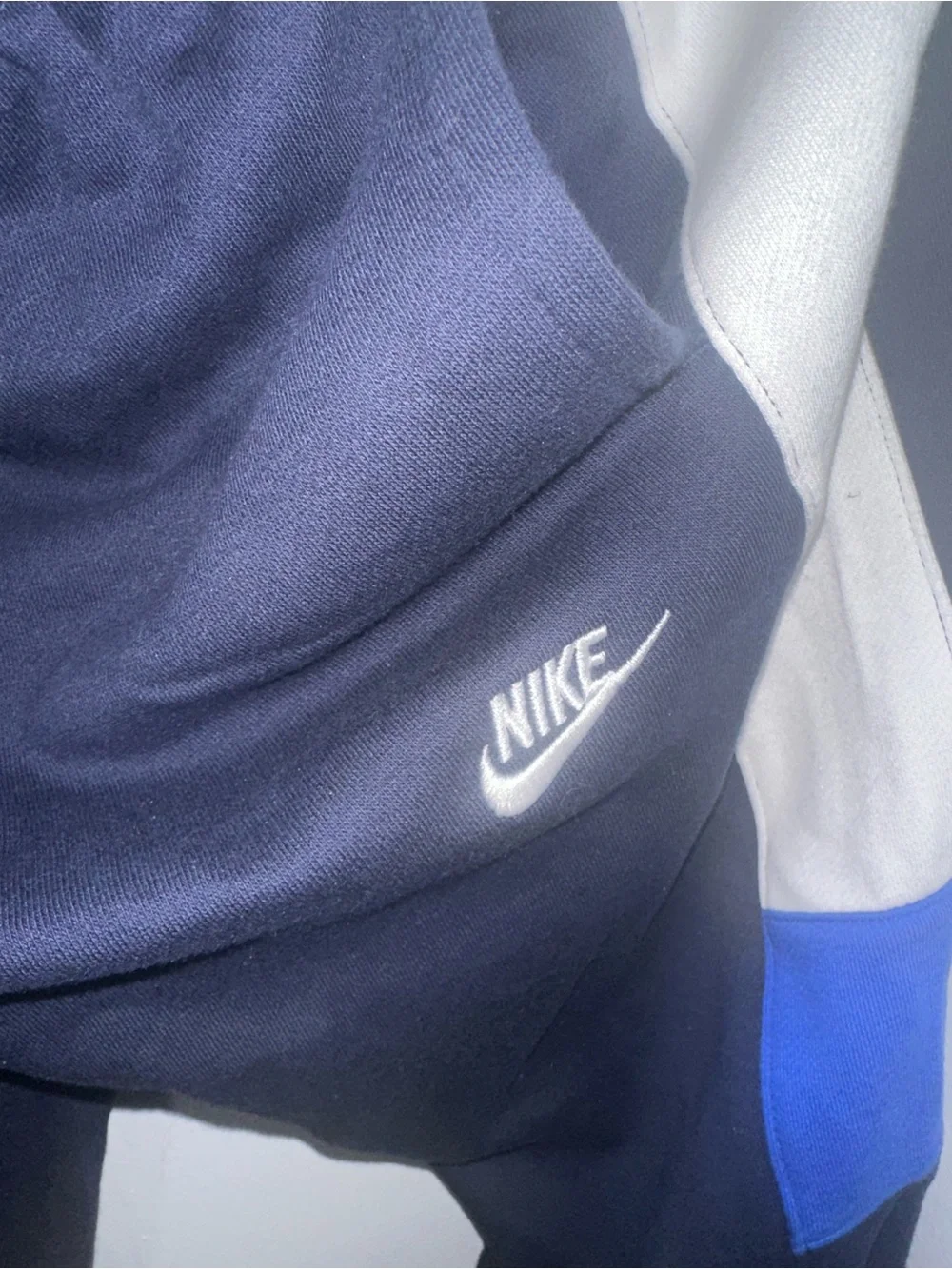 Nike Men’s Navy Sweatpants with White & Blue Side Panels